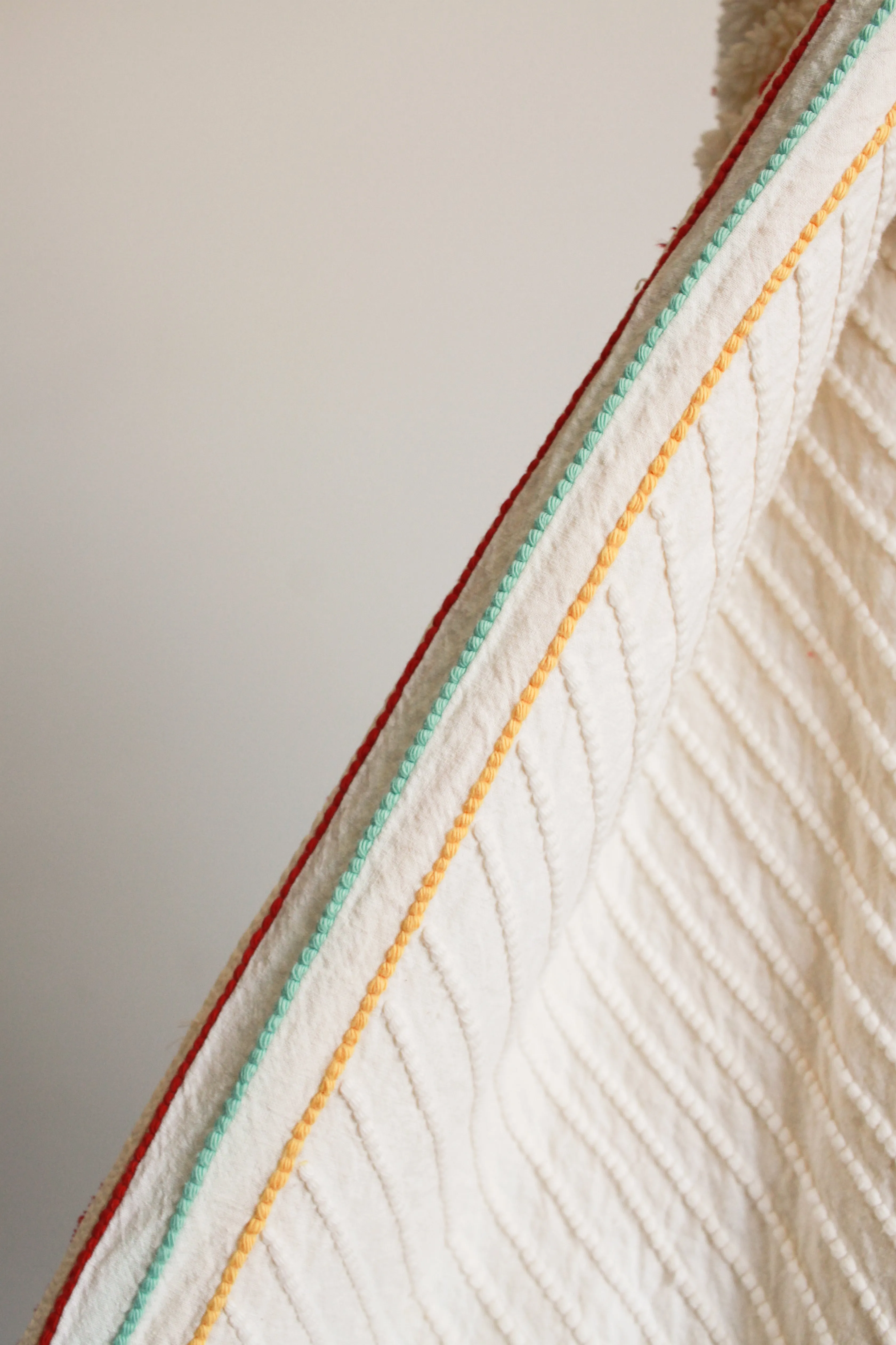 1940s White Multicolor Chenille Cape