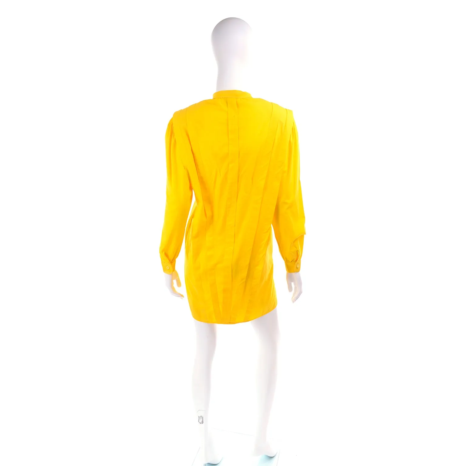 1980s Gottex Yellow Cotton Pleated Tunic or Mini Dress
