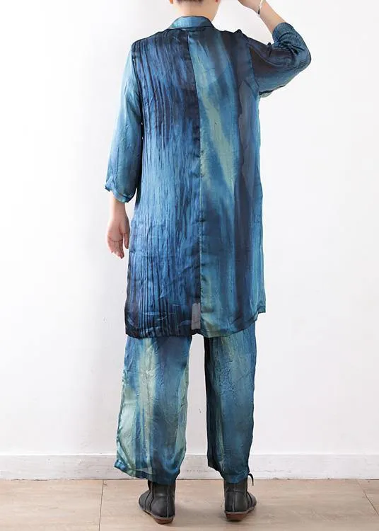 2021 new original literary loose lapel shirt   wide leg pants two-piece suit