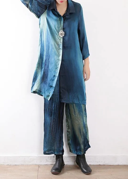 2021 new original literary loose lapel shirt   wide leg pants two-piece suit