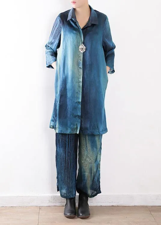 2021 new original literary loose lapel shirt   wide leg pants two-piece suit