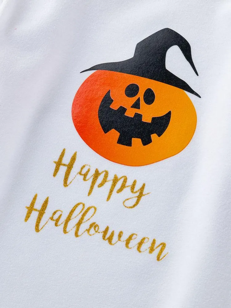 3-Piece Halloween Baby Outfits Pumpkin Bodysuit Pants Hat