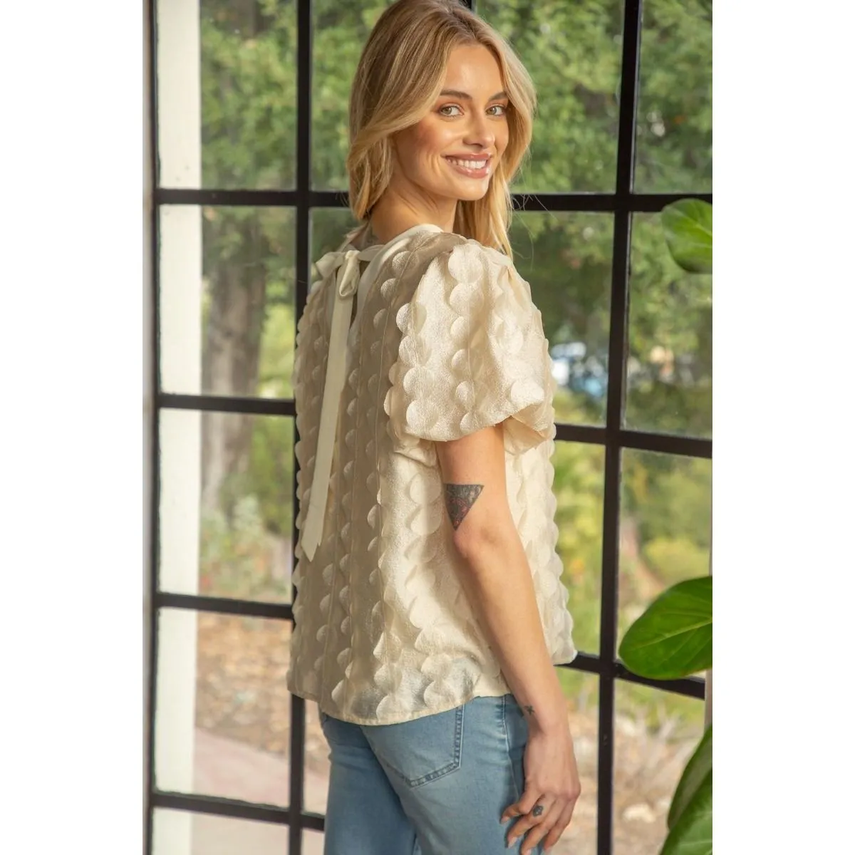Addison Polka Dor Textured VOY Top