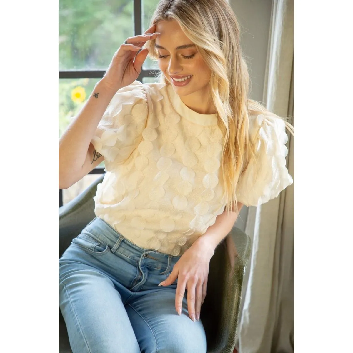 Addison Polka Dor Textured VOY Top