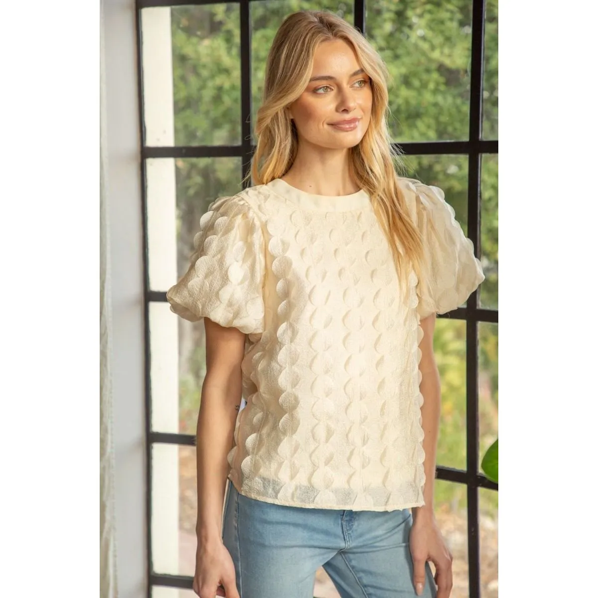 Addison Polka Dor Textured VOY Top