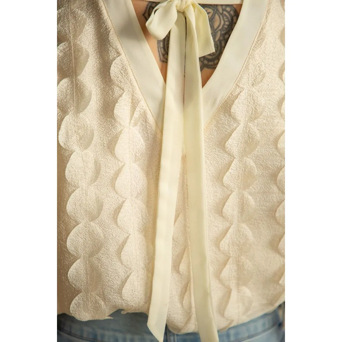 Addison Polka Dor Textured VOY Top