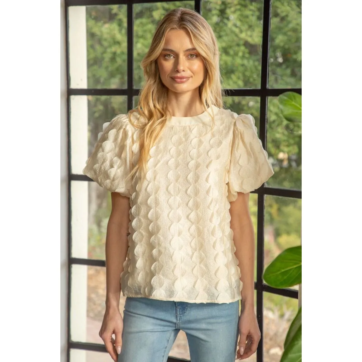 Addison Polka Dor Textured VOY Top