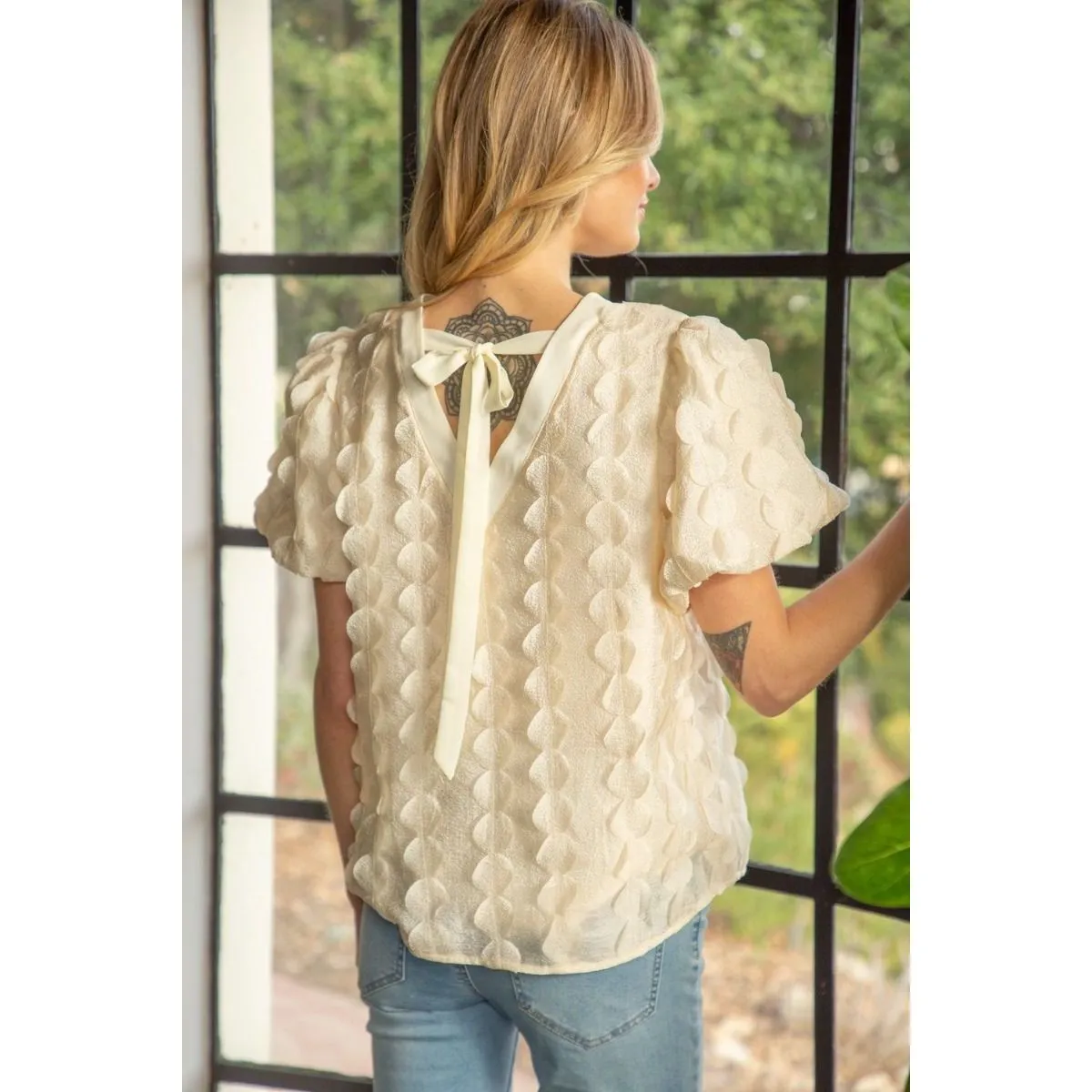 Addison Polka Dor Textured VOY Top