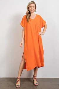 Air Flow Orange Short Sleeve Dress