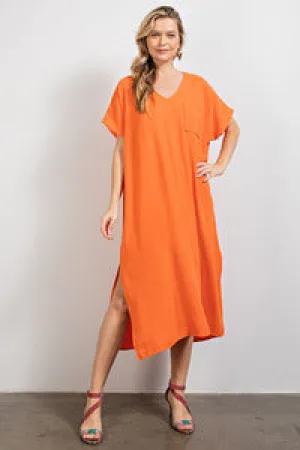 Air Flow Orange Short Sleeve Dress