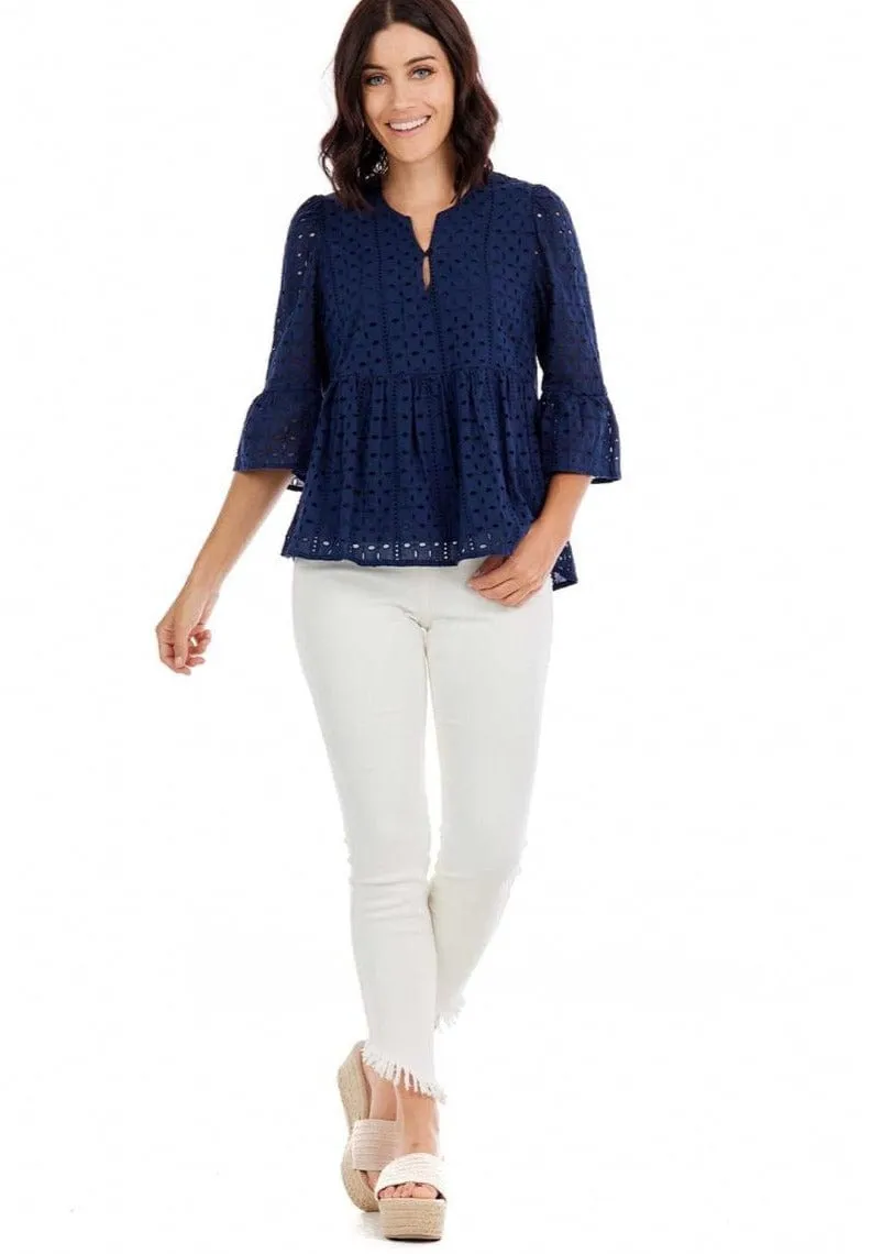 Ana Eyelet Top by Mud Pie