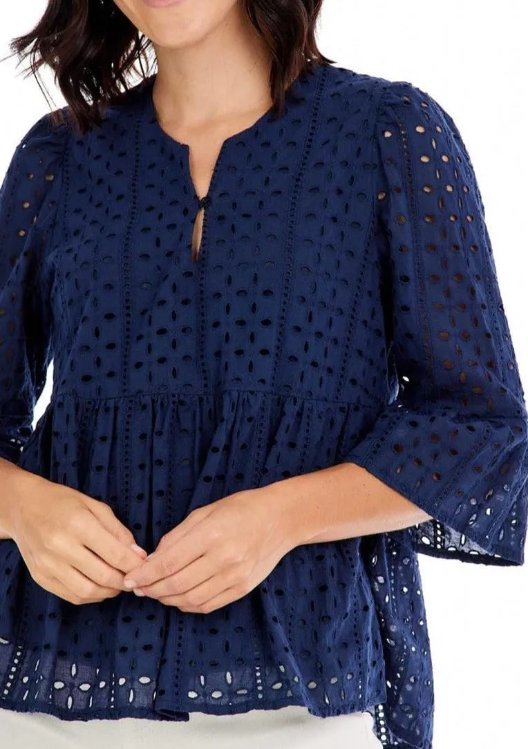Ana Eyelet Top by Mud Pie