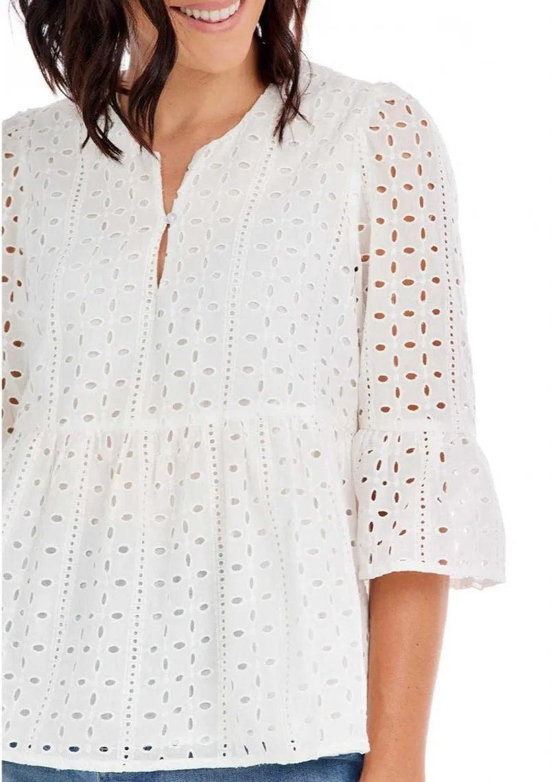 Ana Eyelet Top by Mud Pie