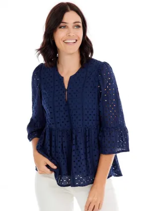 Ana Eyelet Top by Mud Pie