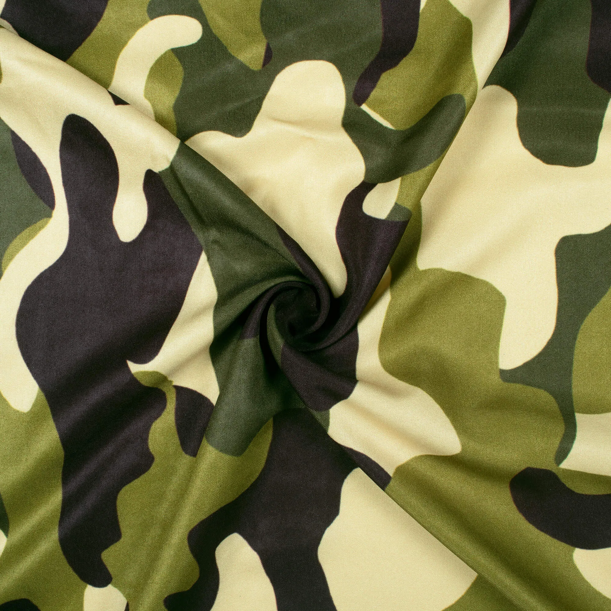 Army Green And Black Camouflage Digital Print Ultra Premium Butter Crepe Fabric