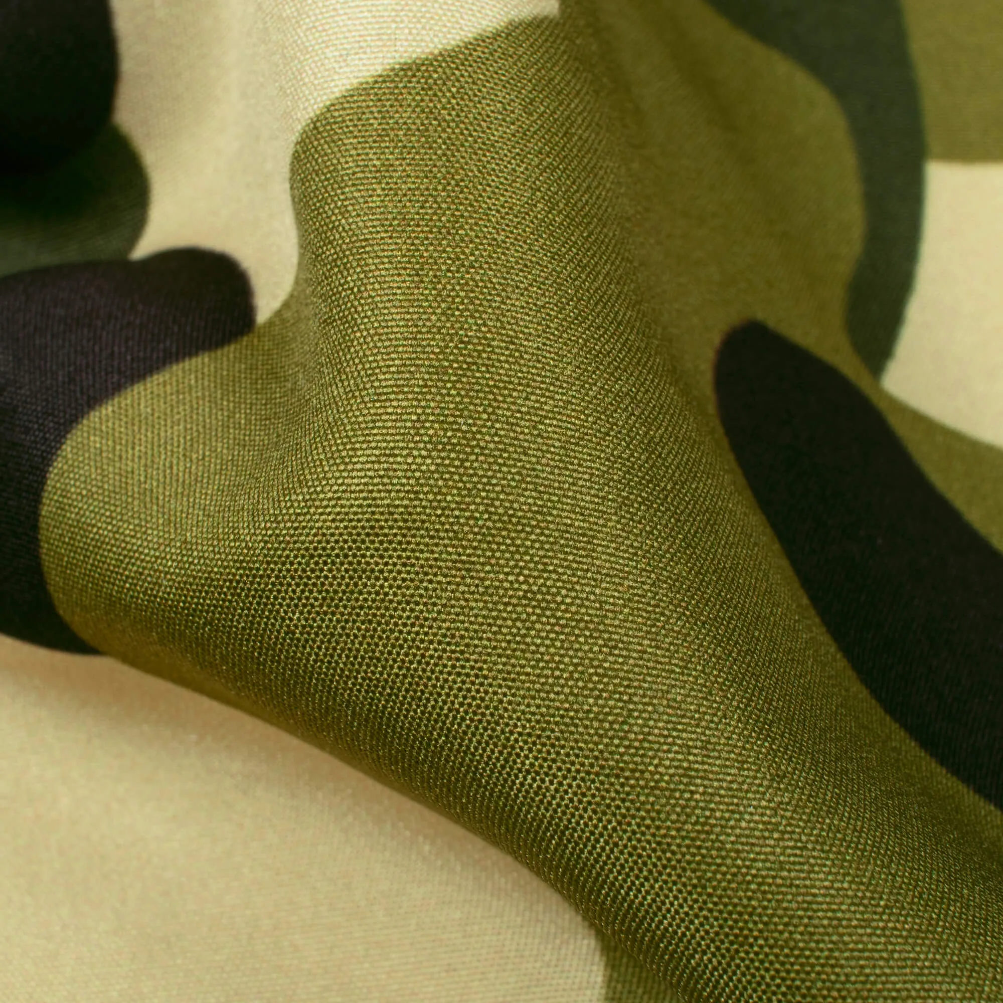 Army Green And Black Camouflage Digital Print Ultra Premium Butter Crepe Fabric