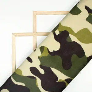 Army Green And Black Camouflage Digital Print Ultra Premium Butter Crepe Fabric