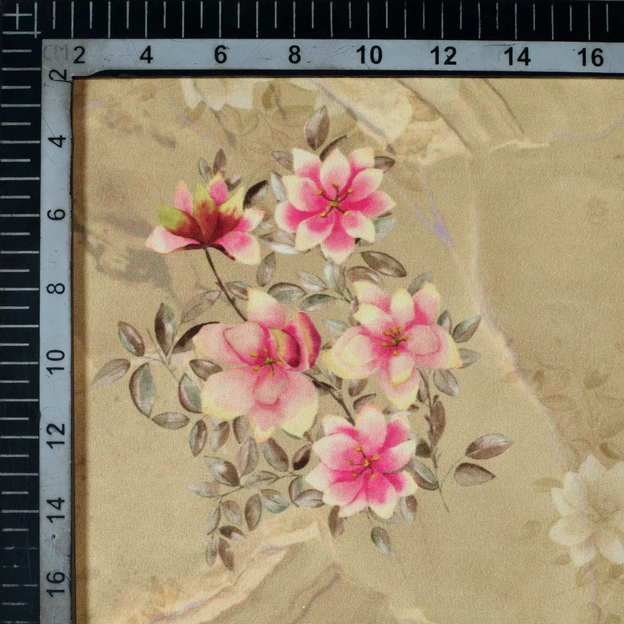 Beige And Pink Marble Pattern Digital Print Ultra Premium Butter Crepe Fabric