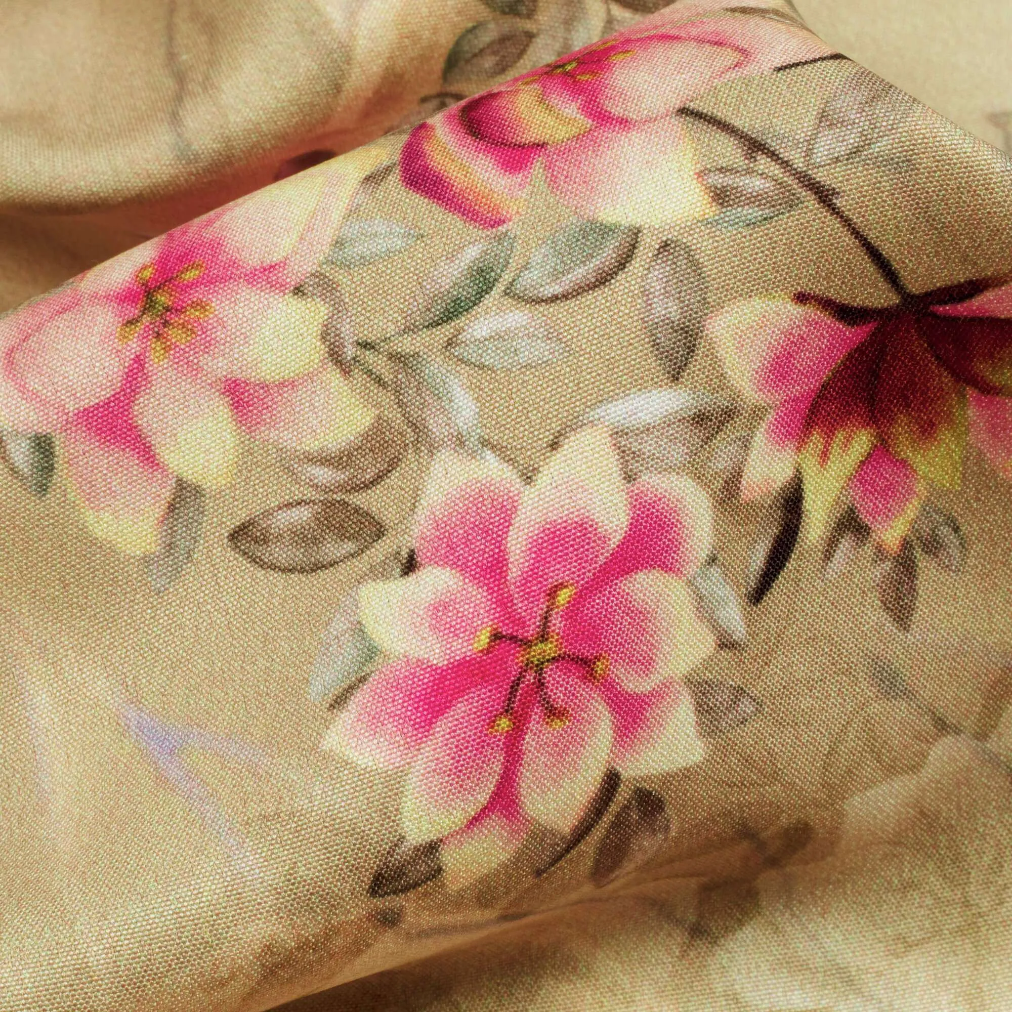 Beige And Pink Marble Pattern Digital Print Ultra Premium Butter Crepe Fabric