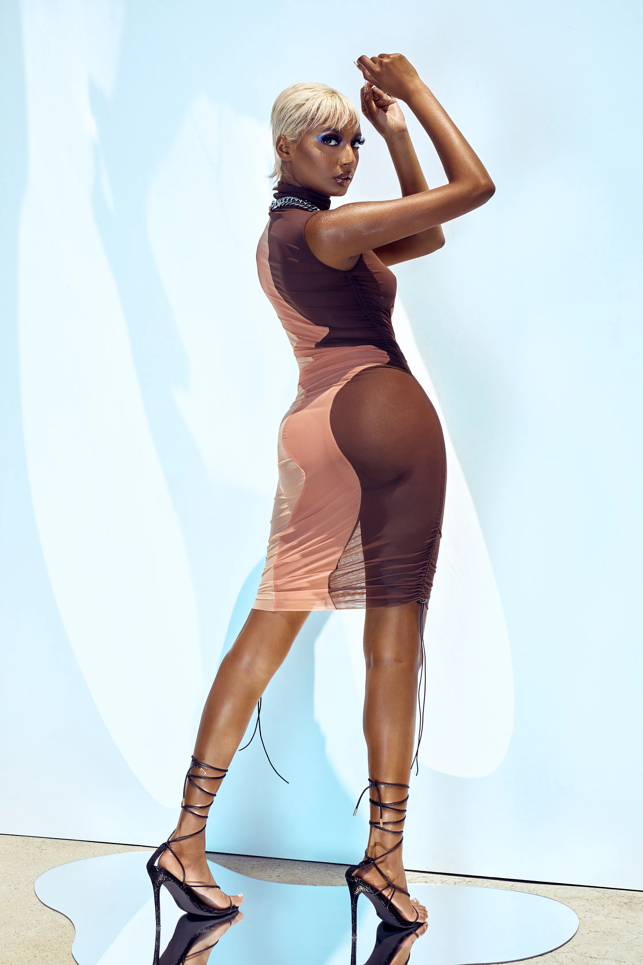 Bianca Mesh Dress - Brown