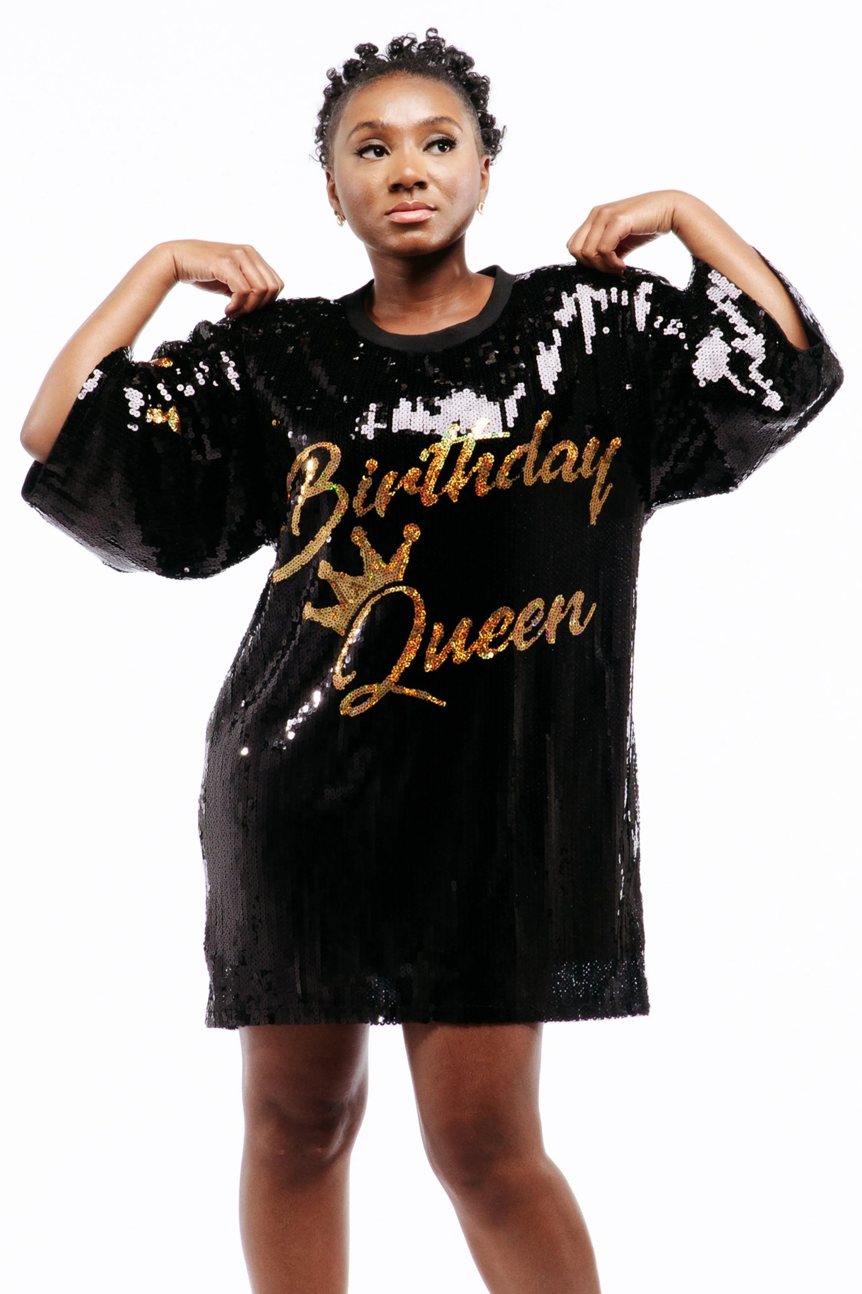 Birthday Queen Sequin Dress - White