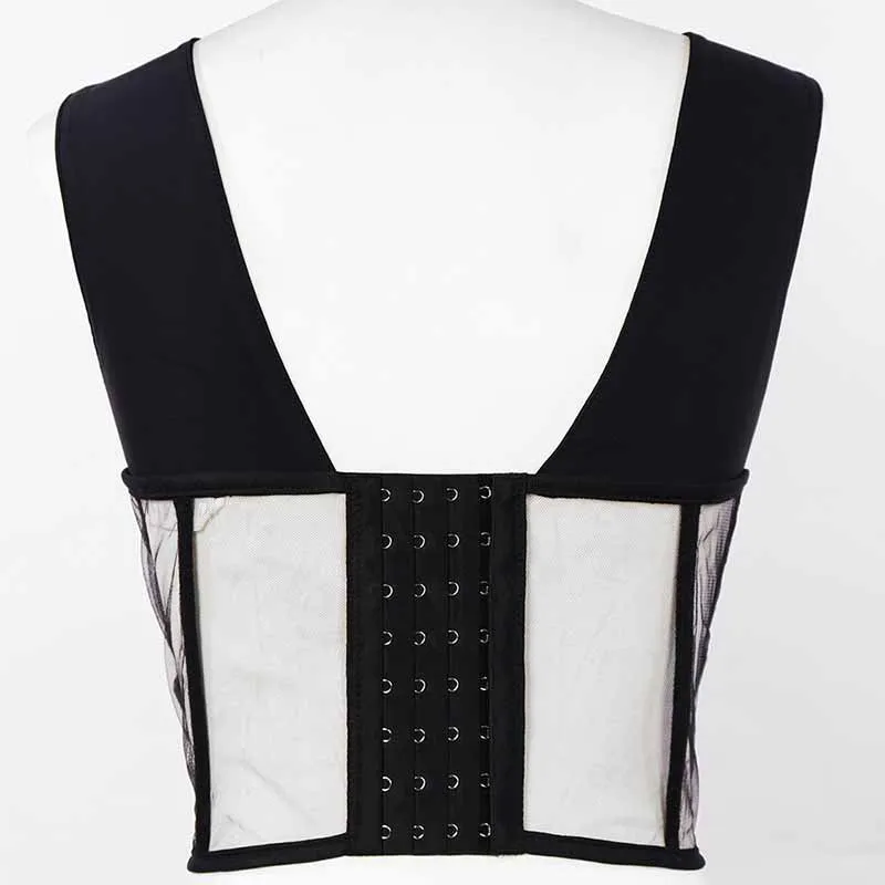 Black Mesh Embellished Beaded Jewelled Bra Crop Top