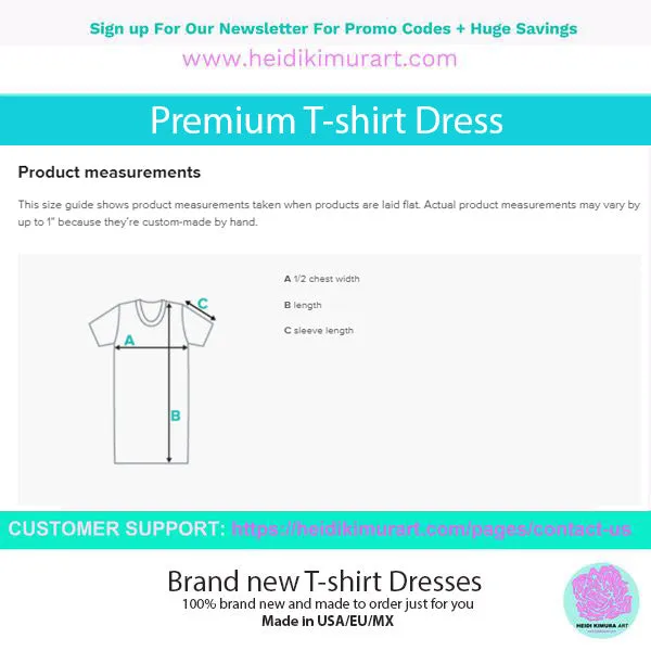Blue Wavy Women's T-shirt Dress, Abstract Waves Modern Abstract Oversized Women's Dress-Made in USA/EU