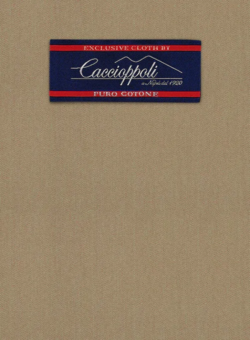 Caccioppoli Herringbone Solar Tan Cotton Pants