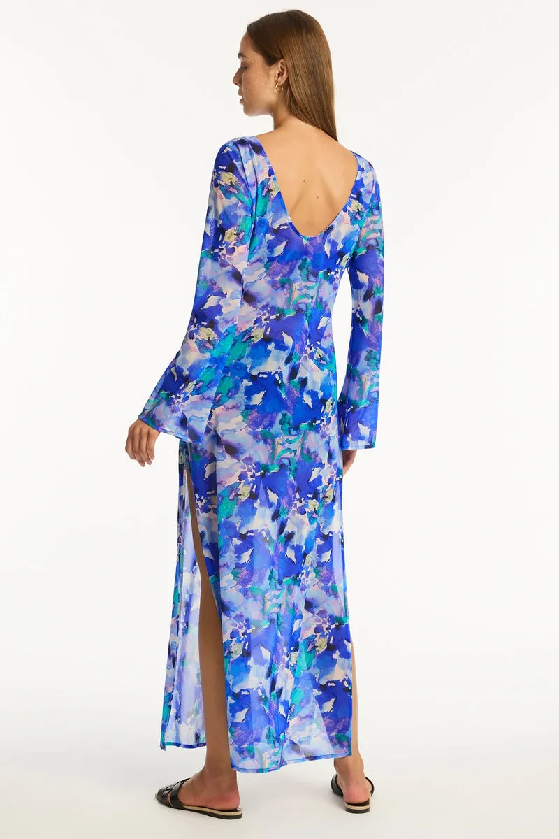 Cascade Mesh Long Dress