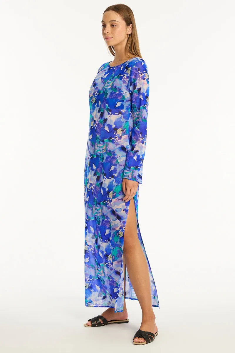 Cascade Mesh Long Dress