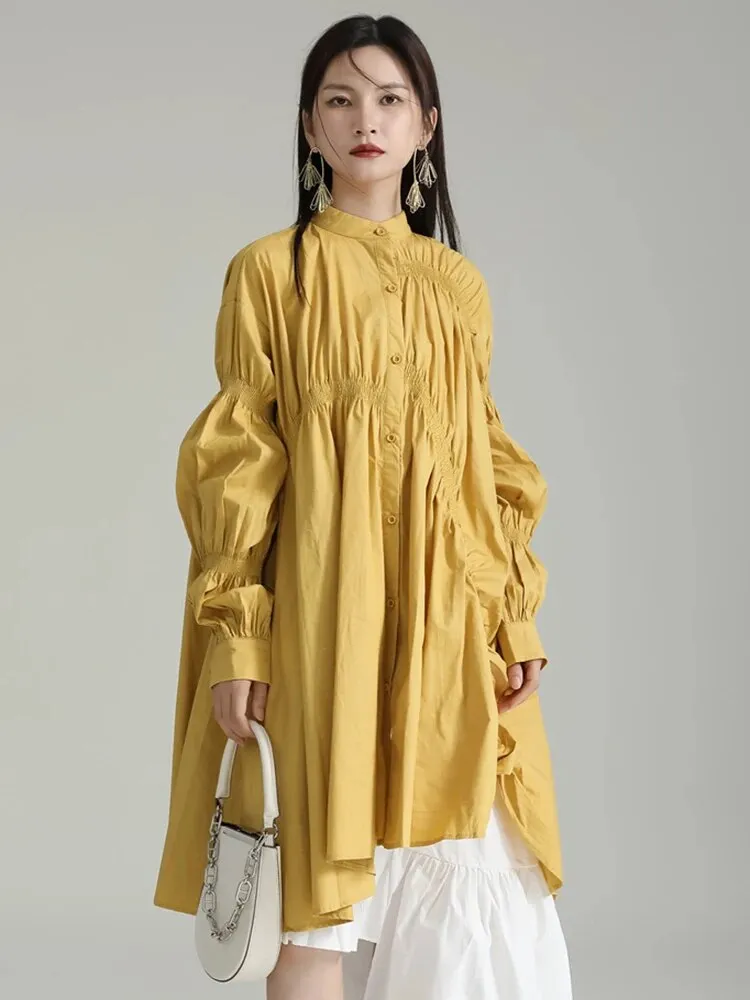 Casual Chic Asymmetrical Pleated Blouse
