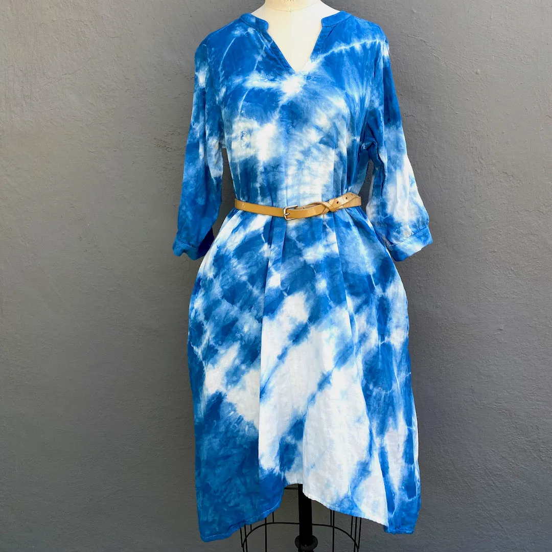 Celeste Dress in Blue | Organic Cotton Double Gauze | Ripple