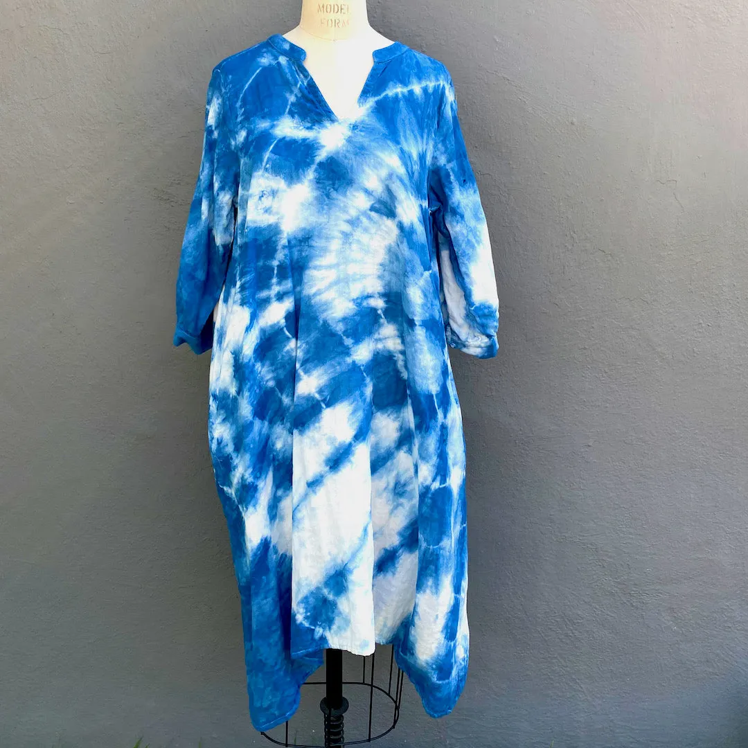 Celeste Dress in Blue | Organic Cotton Double Gauze | Ripple