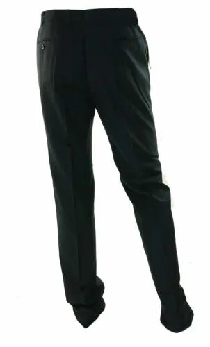 DKNY Men's Flat Front Raw Hem Dress Pants Navy Blue