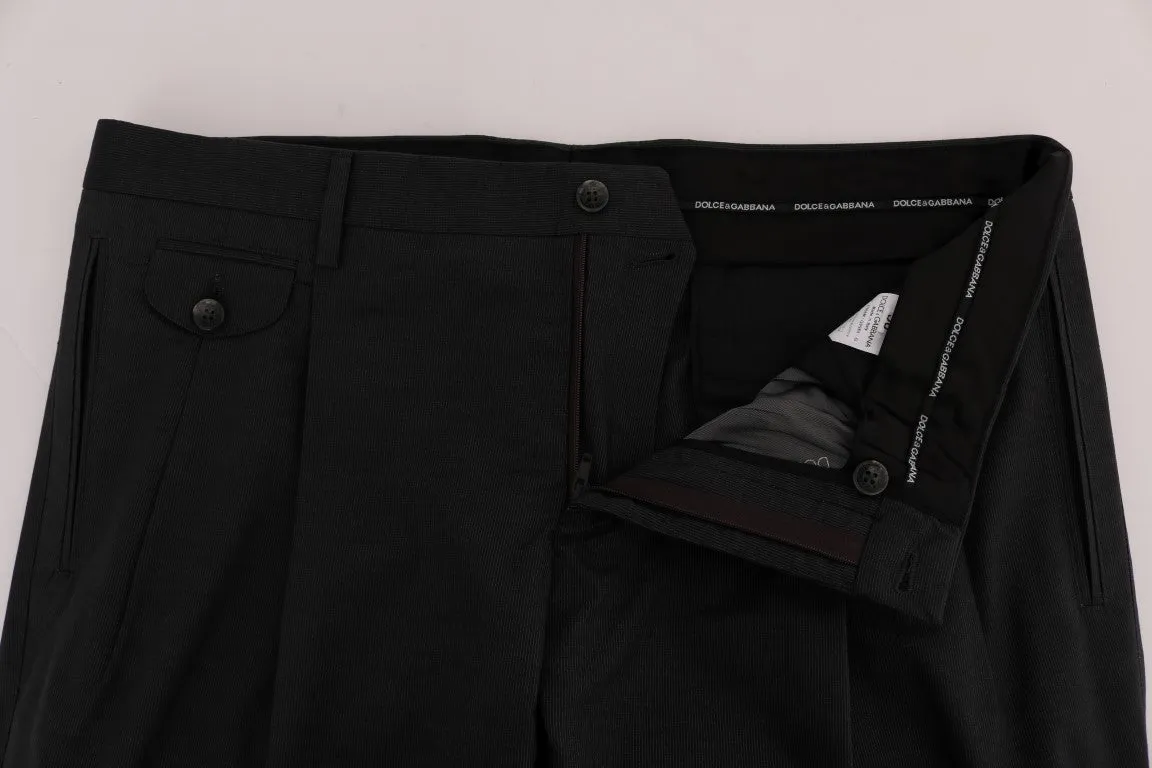 Dolce & Gabbana Gray Striped Cotton Pants
