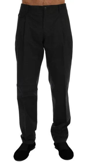 Dolce & Gabbana Gray Striped Cotton Pants