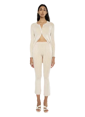 Ellie Rib Knit Dress/ Cardigan Off-White Camel Combo