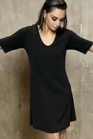 Everday Black Matt Stretch Jersey T-Shirt Dress - The Joy