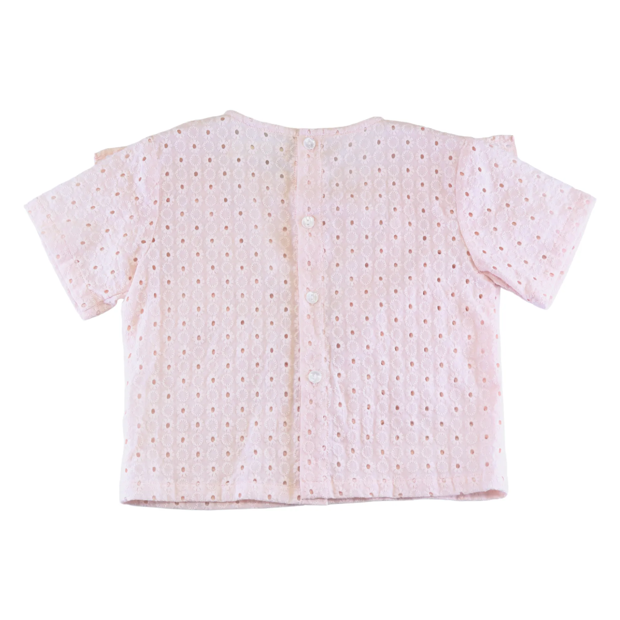 Floral Eyelet Fabric Top - Pink