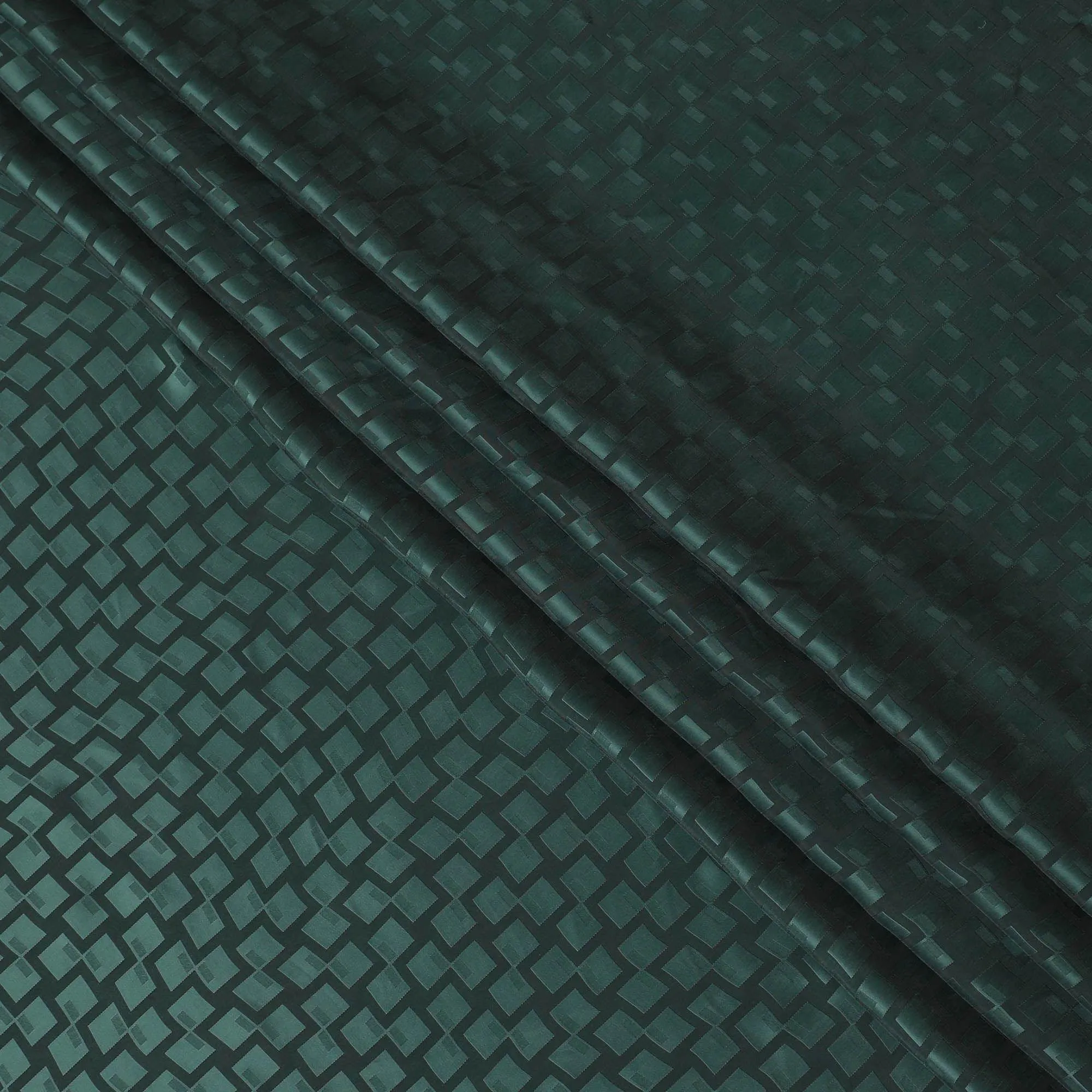 Forest green 100% biodegradable cupro fabric with same tone jacquard in self design-D13959