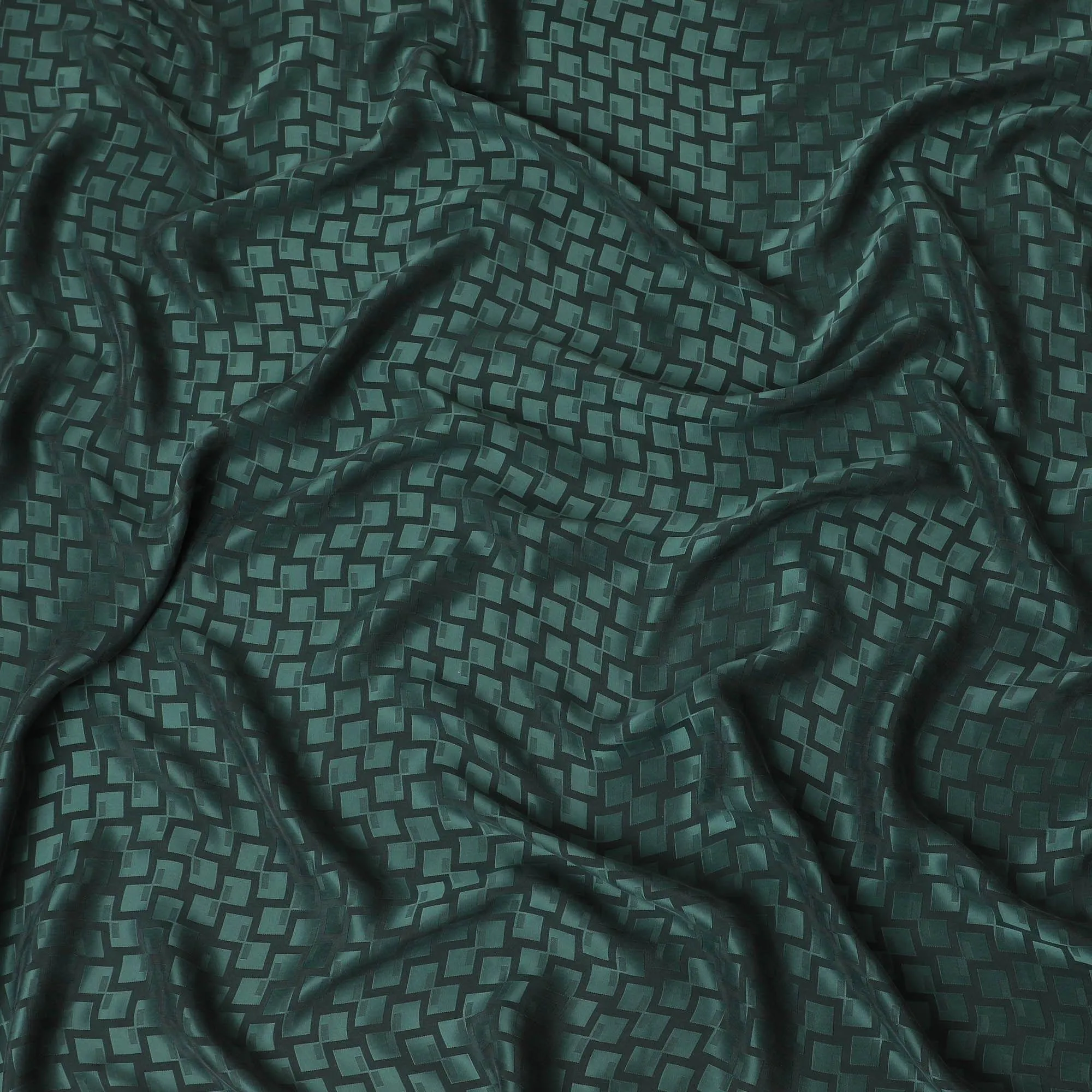 Forest green 100% biodegradable cupro fabric with same tone jacquard in self design-D13959