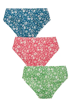 Frugi Polly Printed Briefs 3 Pack | Mini Bloom Multi