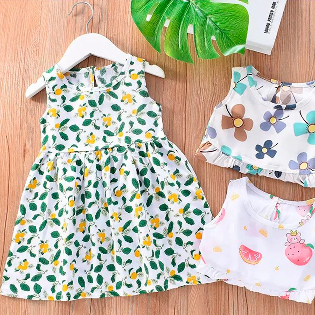 Green leaves Princess Summer Dress