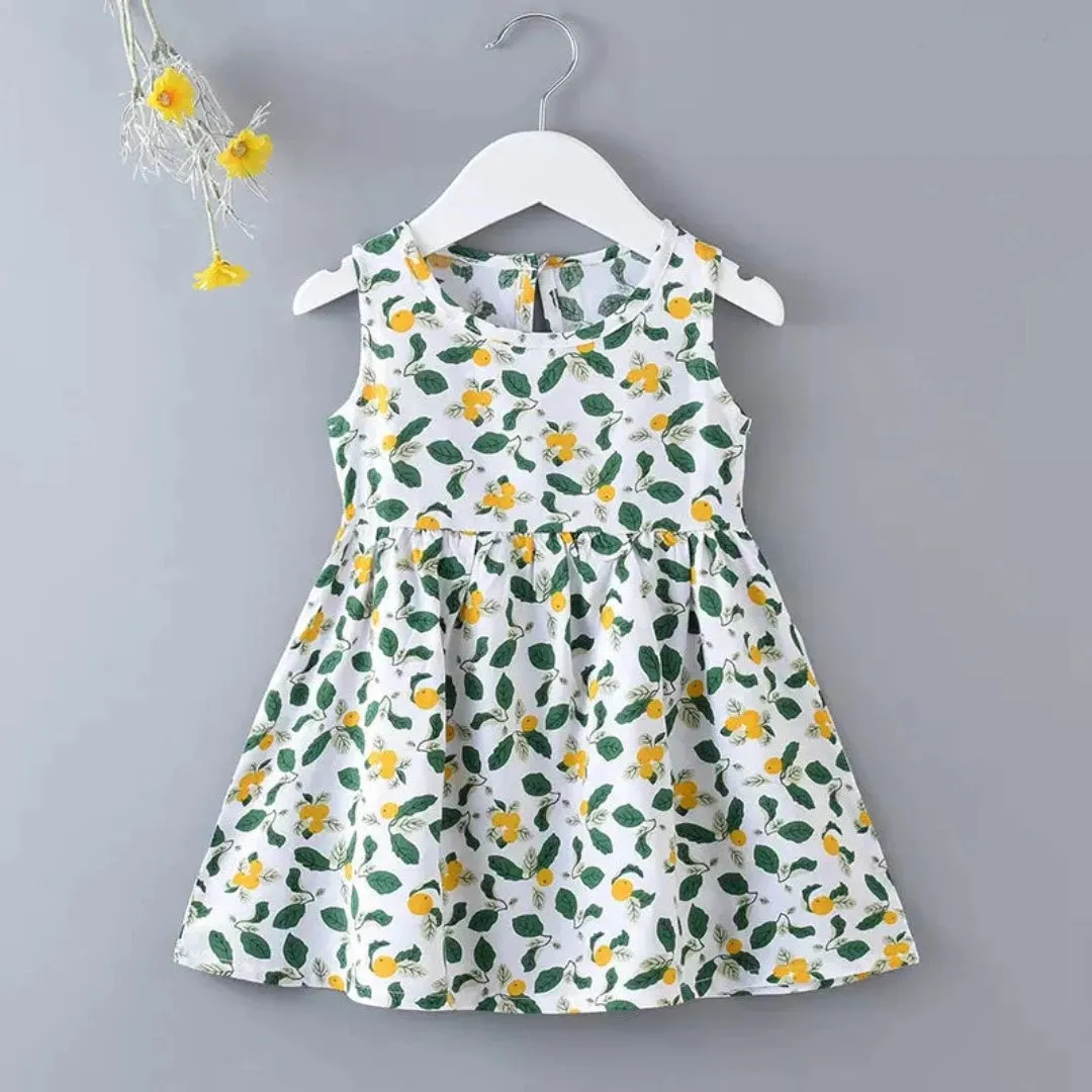 Green leaves Princess Summer Dress