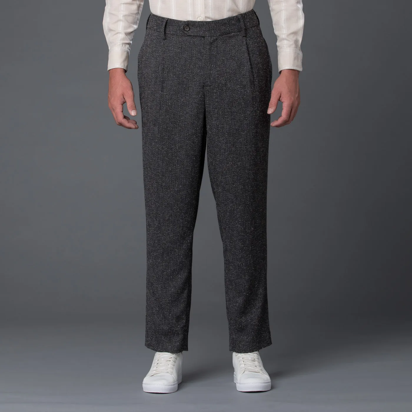 Grey Melange Cooper Wide Leg Trouser
