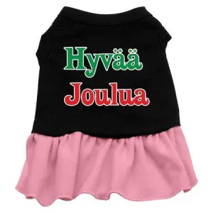 Hyvaa Joulua Screen Print Dress Black with Pink XXL (18)