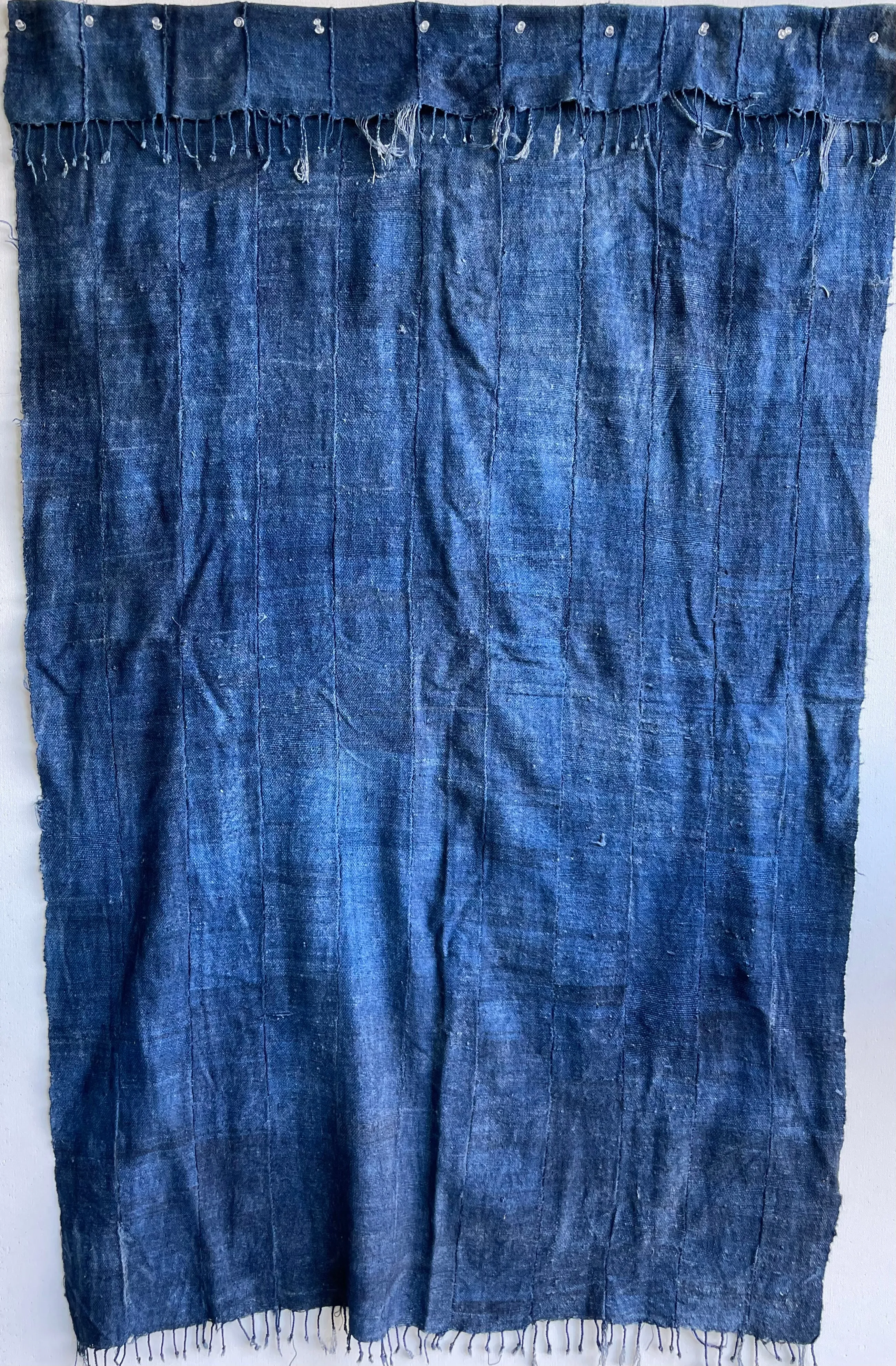 Indigo Solid Blue Textile Fabric, Woven Cotton, Vintage Blue Textile, West African