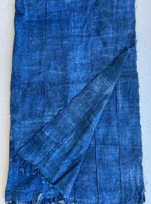 Indigo Solid Blue Textile Fabric, Woven Cotton, Vintage Blue Textile, West African
