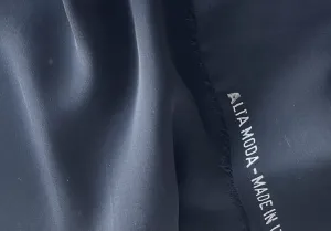 Jet Black Crepe-Weave Silk Satin Charmeuse (Made in Italy)