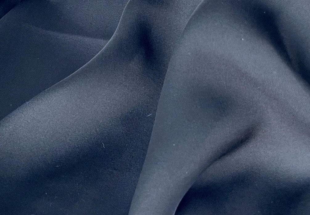 Jet Black Crepe-Weave Silk Satin Charmeuse (Made in Italy)
